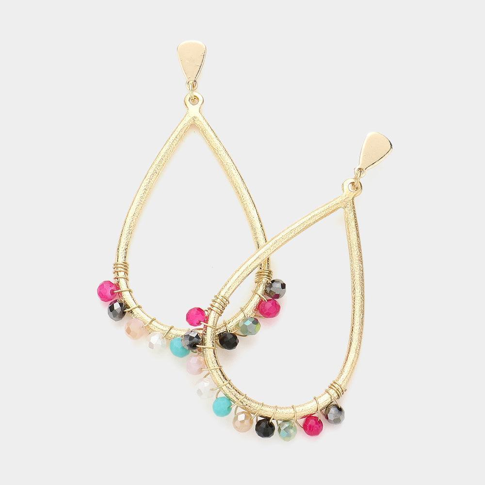 Faceted Beaded Open Teardrop Dangle Earrings - Jewelry Store by Erik Rayo