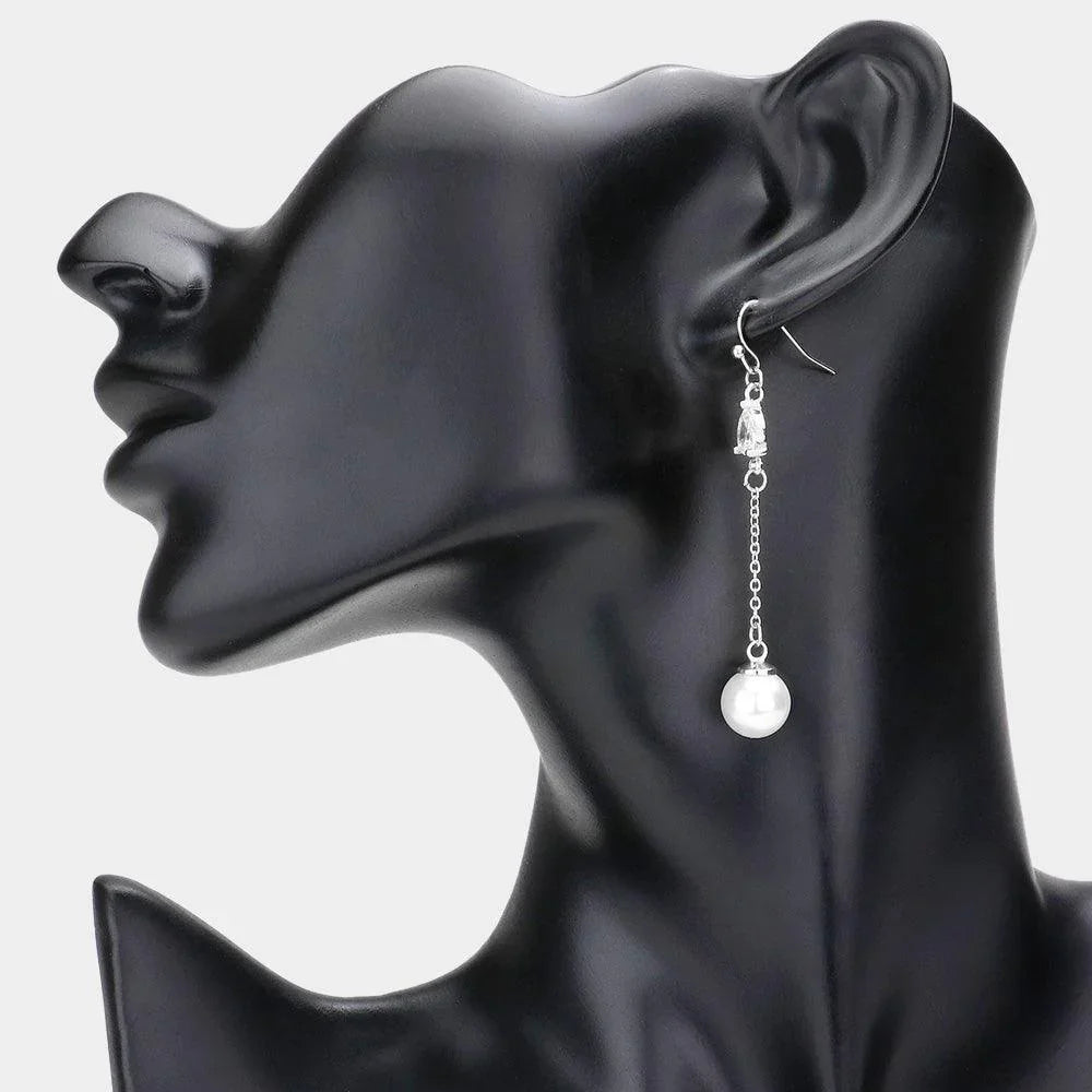 Cream Teardrop Stone Cluster Pearl Dropdown Earrings - Jewelry Store by Erik Rayo