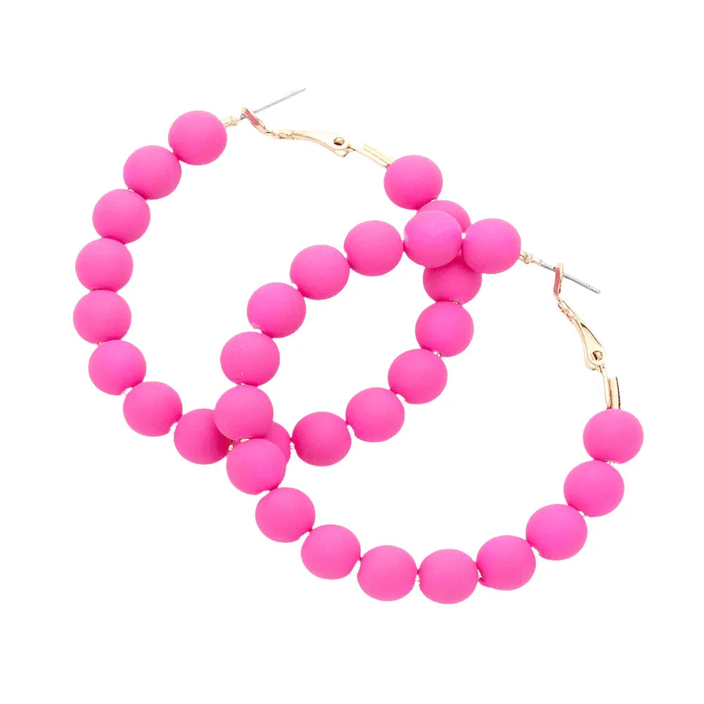 Fuchsia Colored Ball Cluster Hoop Earrings - Jewelry Store by Erik Rayo