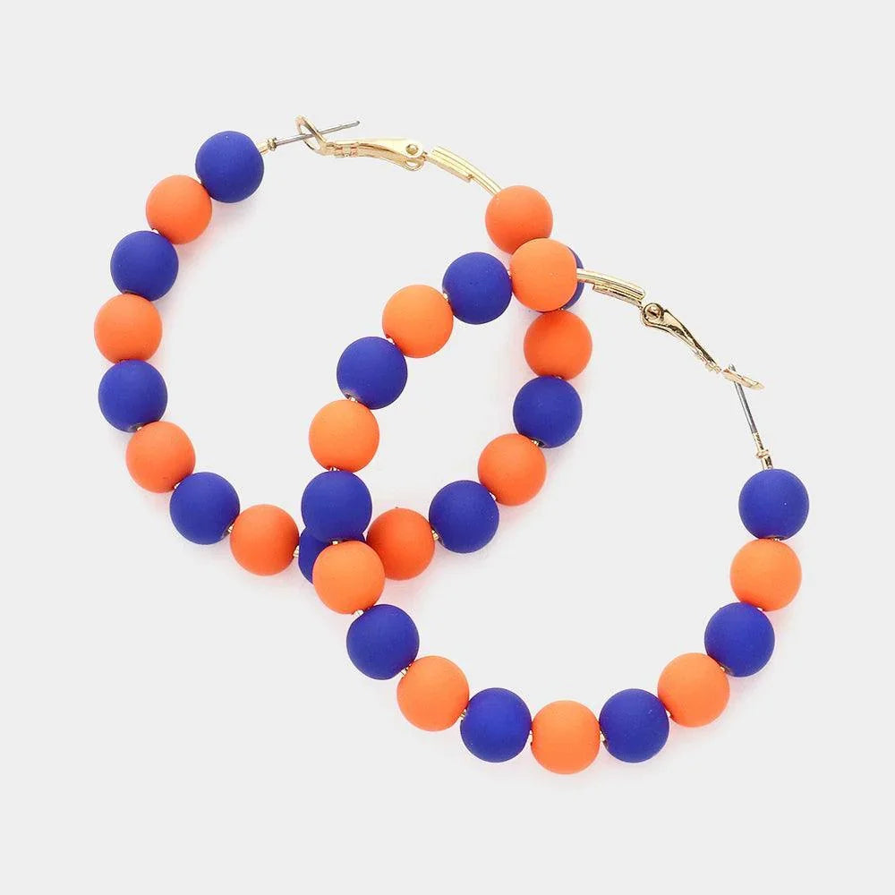 Orange Colored Ball Cluster Hoop Earrings - Jewelry Store by Erik Rayo