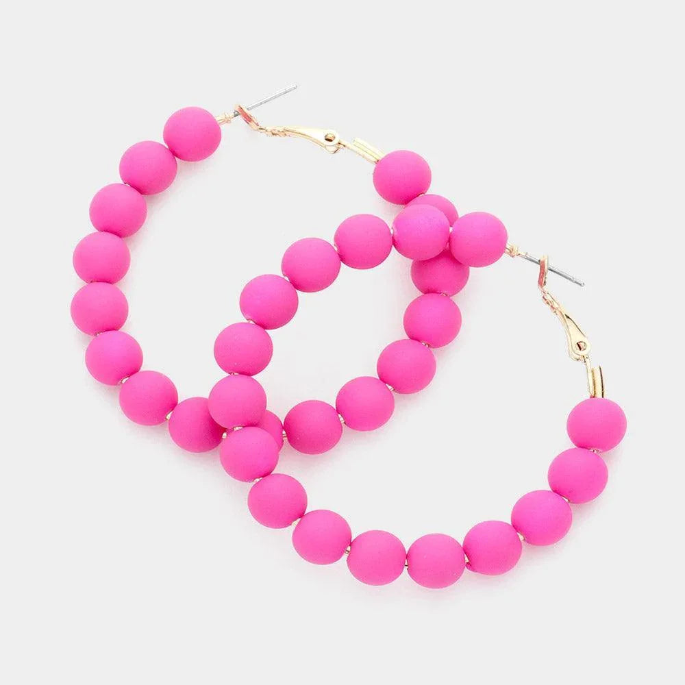 Fuchsia Colored Ball Cluster Hoop Earrings - Jewelry Store by Erik Rayo