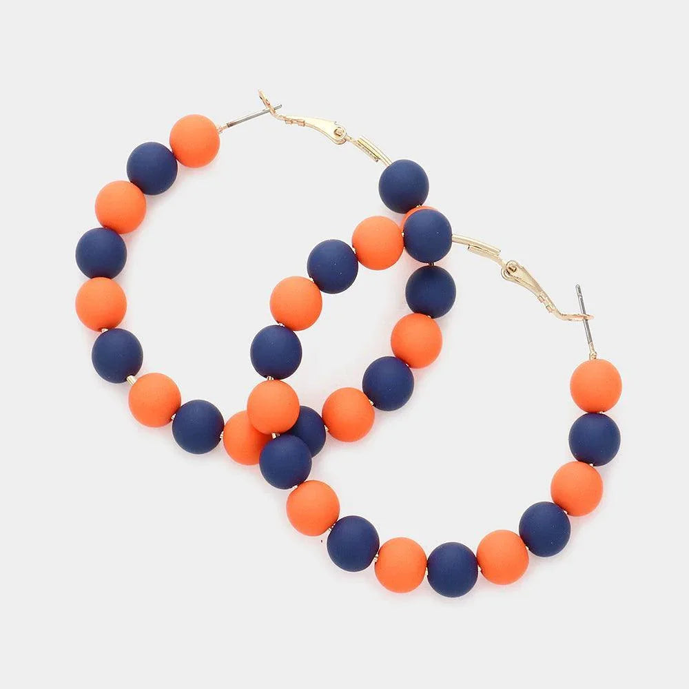 Orange Colored Ball Cluster Hoop Earrings - Jewelry Store by Erik Rayo