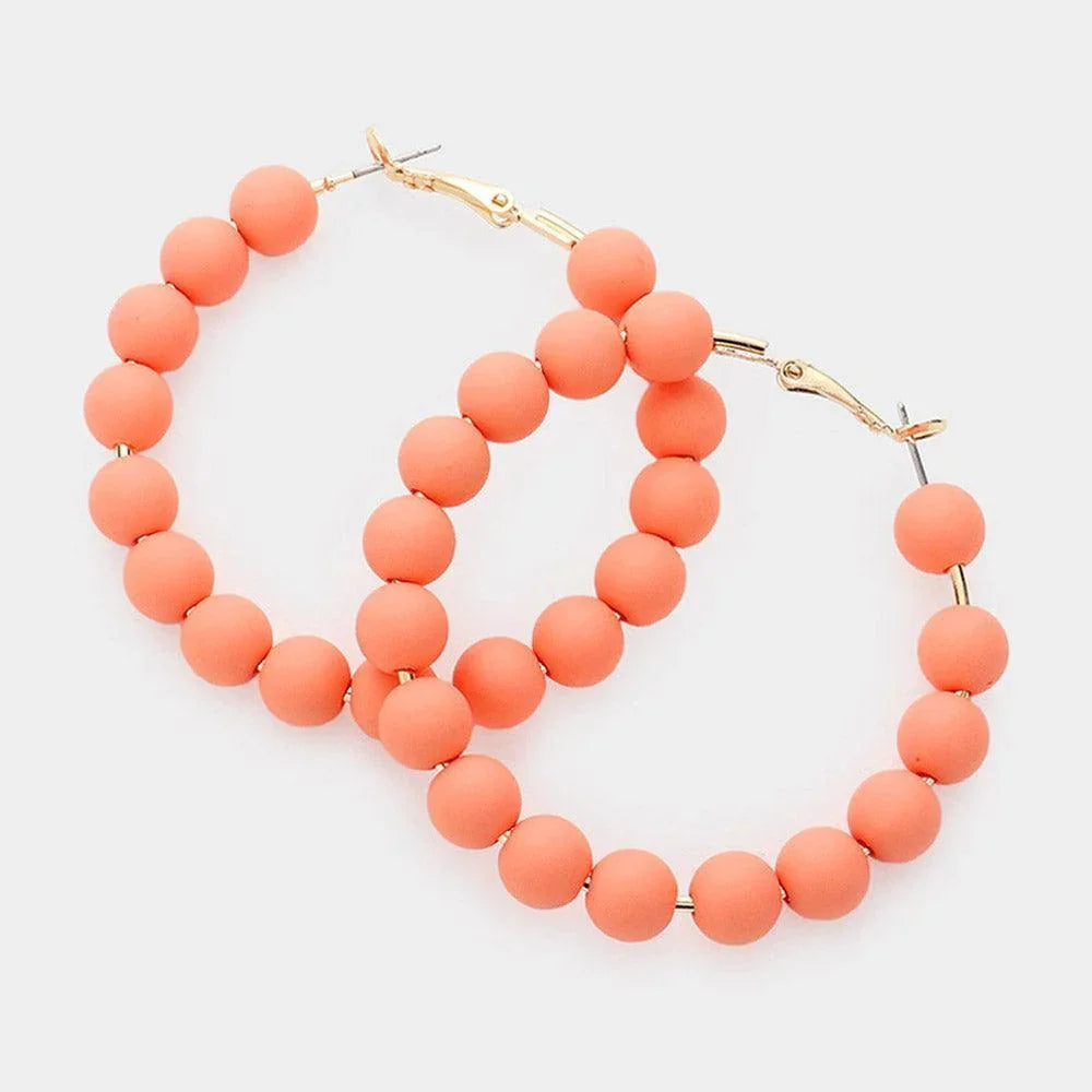 Peach Colored Ball Cluster Hoop Earrings - Jewelry Store by Erik Rayo