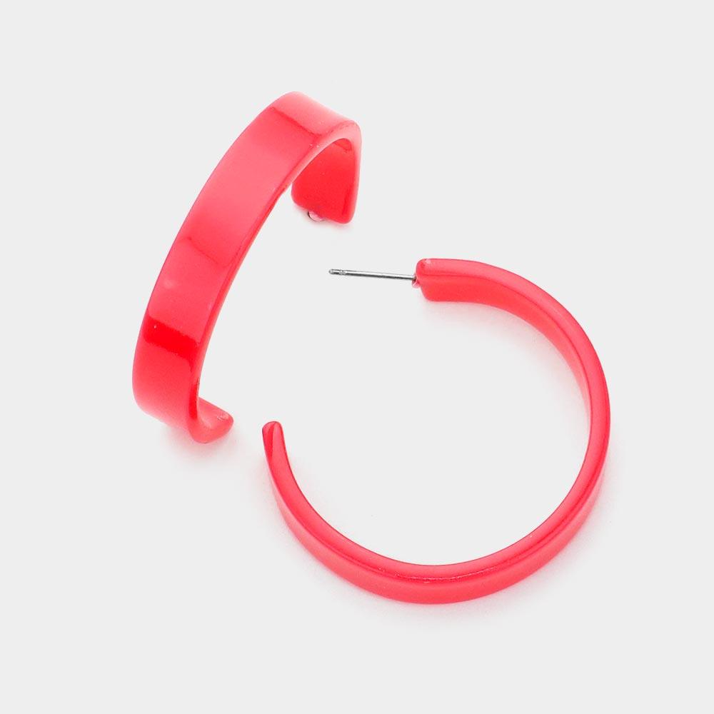 Pink Acetate Hoop Earrings