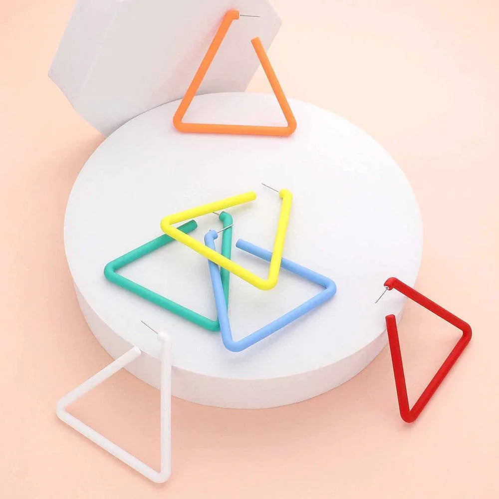 Orange Triangle Hoop Earrings - Jewelry Store by Erik Rayo