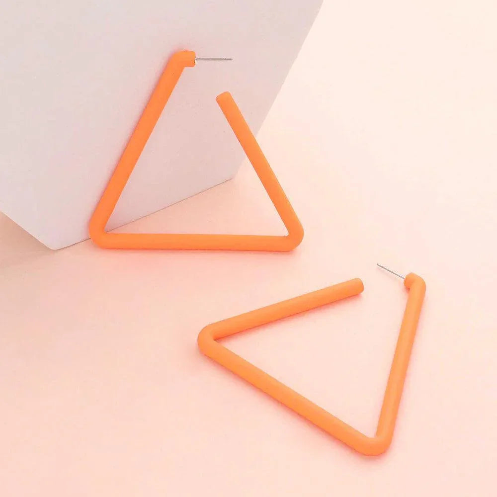 Orange Triangle Hoop Earrings - Jewelry Store by Erik Rayo