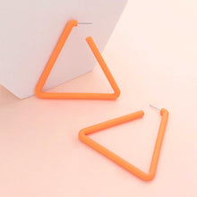 Load image into Gallery viewer, Orange Triangle Hoop Earrings
