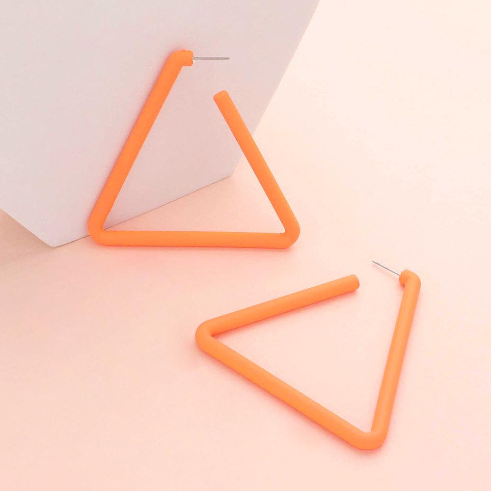 Orange Triangle Hoop Earrings