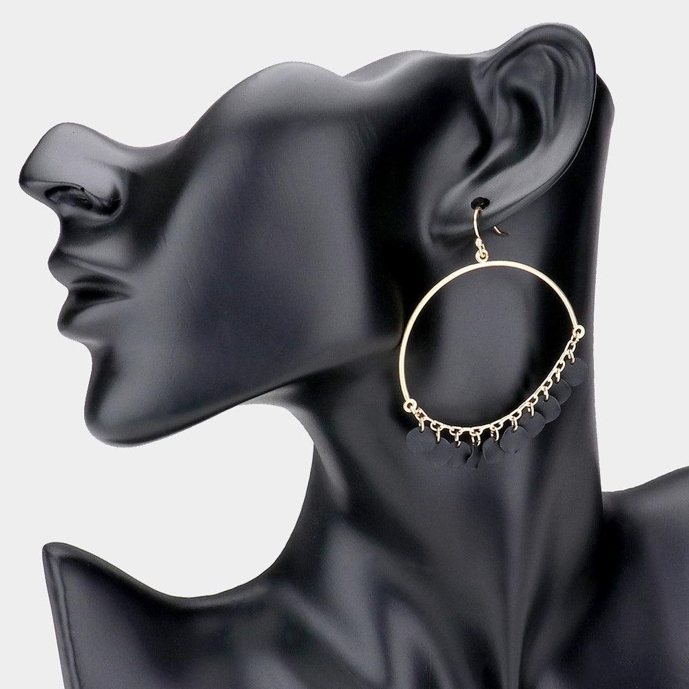 Black Crushed Metal Disc Dangle Earrings - Jewelry Store by Erik Rayo