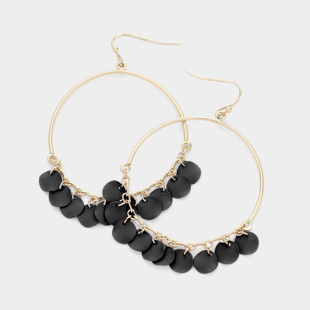 Black Crushed Metal Disc Dangle Earrings - Jewelry Store by Erik Rayo