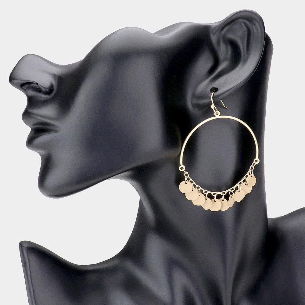 Crushed Metal Disc Dangle Earrings - Jewelry Store by Erik Rayo