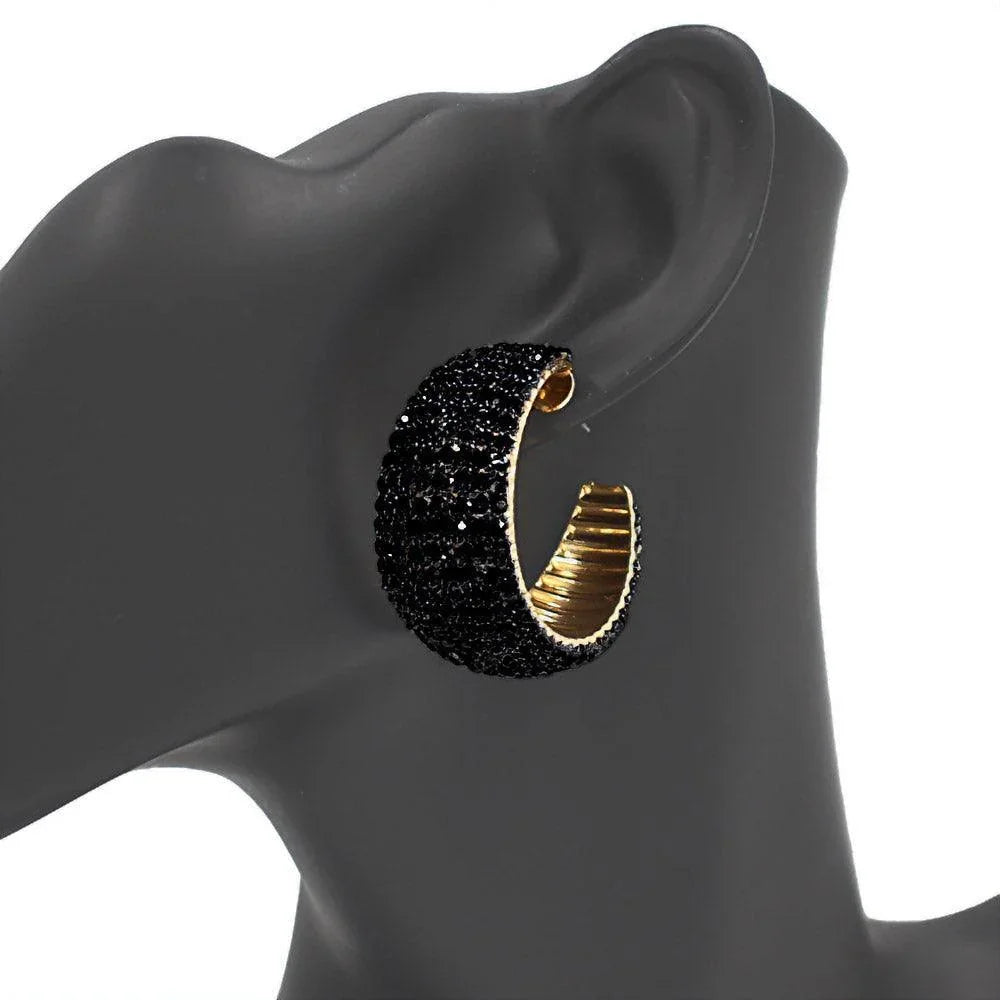 Black Bling Hoop Earrings - Jewelry Store by Erik Rayo