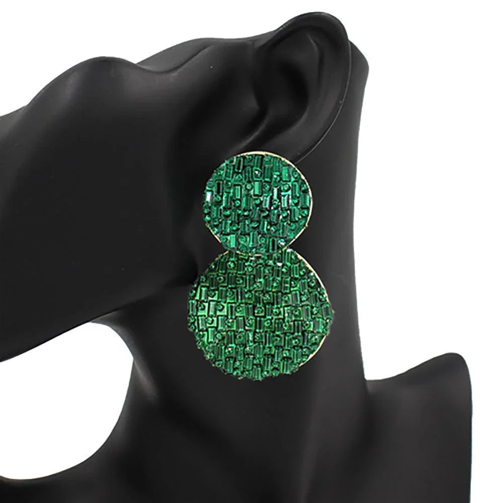 Crushed Bling Double Round Link Dangle Earrings - Jewelry Store by Erik Rayo