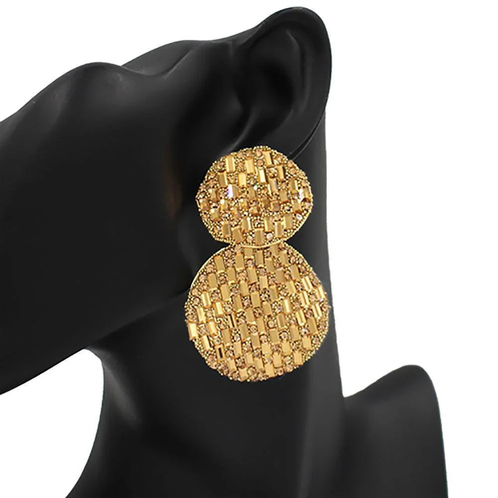 Crushed Bling Double Round Link Dangle Earrings - Jewelry Store by Erik Rayo