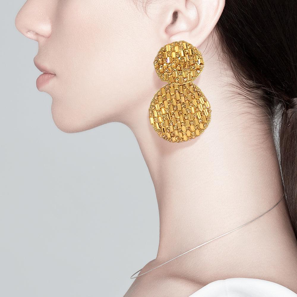 Crushed Bling Double Round Link Dangle Earrings - Jewelry Store by Erik Rayo