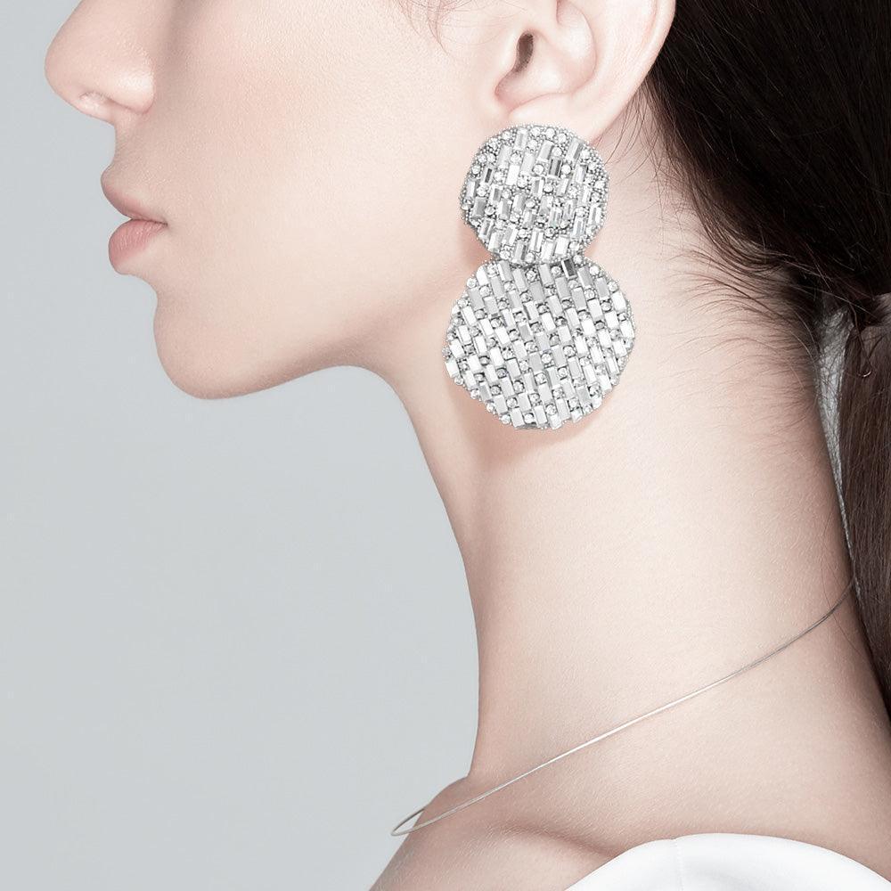 Crushed Bling Double Round Link Dangle Earrings - Jewelry Store by Erik Rayo