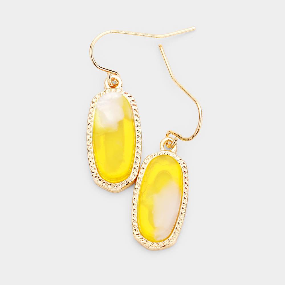 Yellow Gem Stone Dangle Earrings