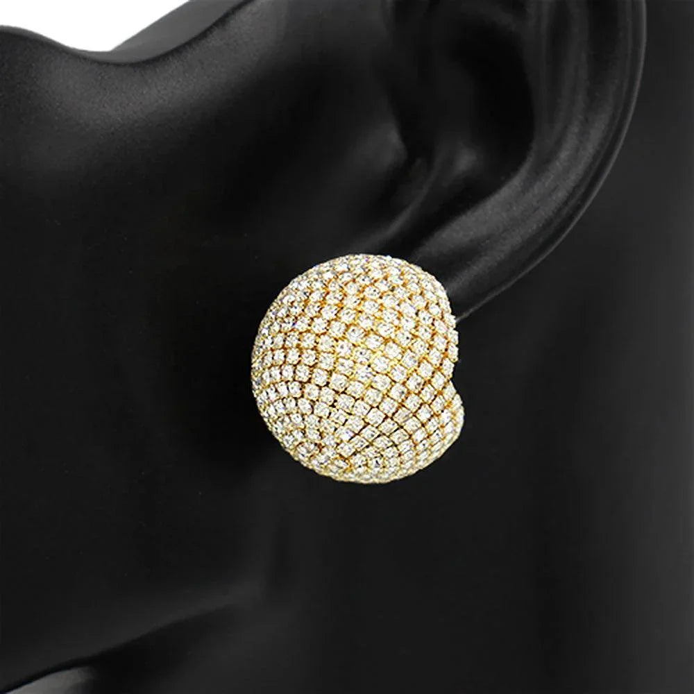 Clear Rhinestone Studded Ball Earrings - Jewelry Store by Erik Rayo