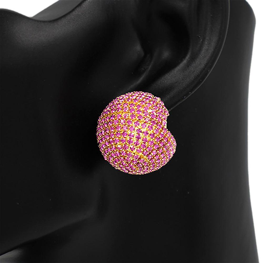 Red Rhinestone Studded Ball Earrings - Jewelry Store by Erik Rayo