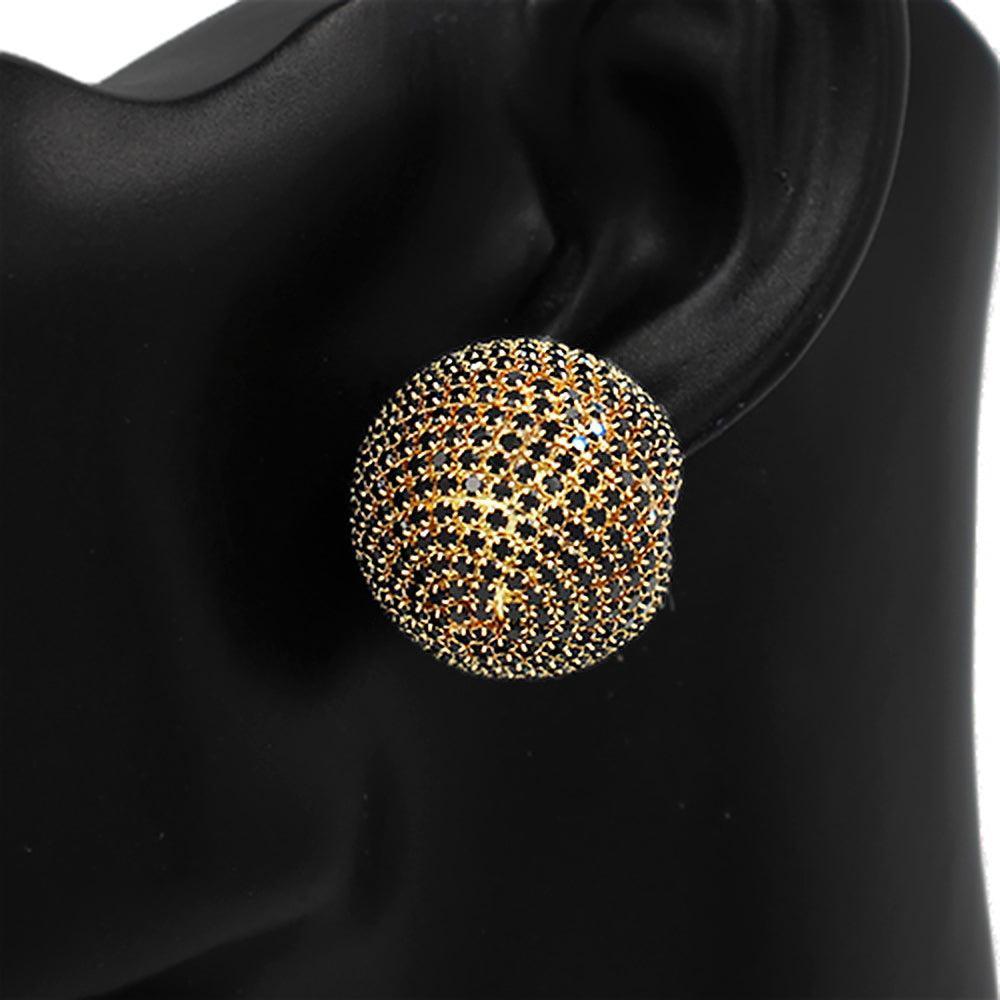 Black Rhinestone Studded Ball Earrings - Jewelry Store by Erik Rayo