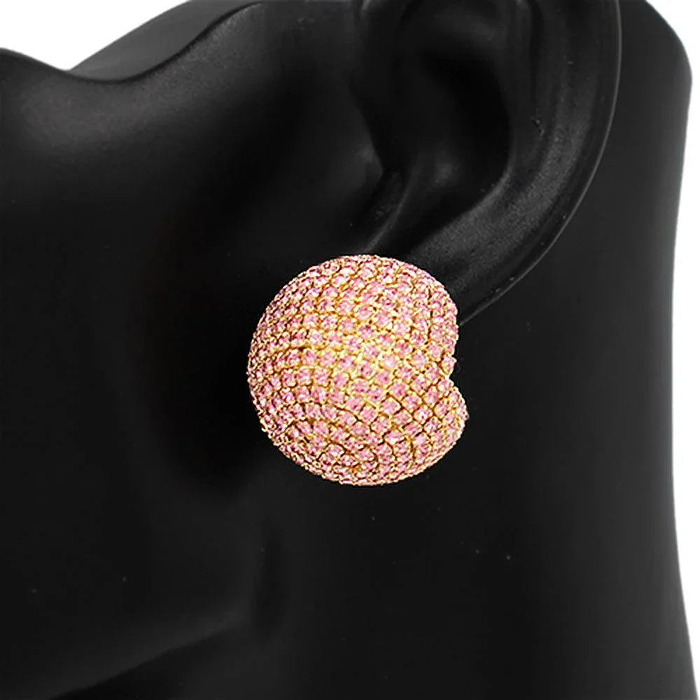 Pink Rhinestone Studded Ball Earrings - Jewelry Store by Erik Rayo