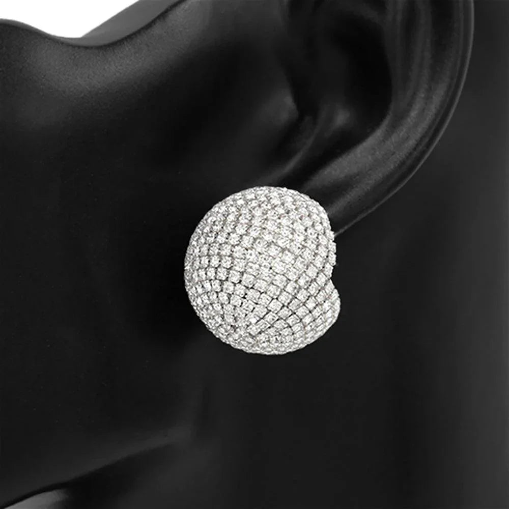 Clear Rhinestone Studded Ball Earrings - Jewelry Store by Erik Rayo