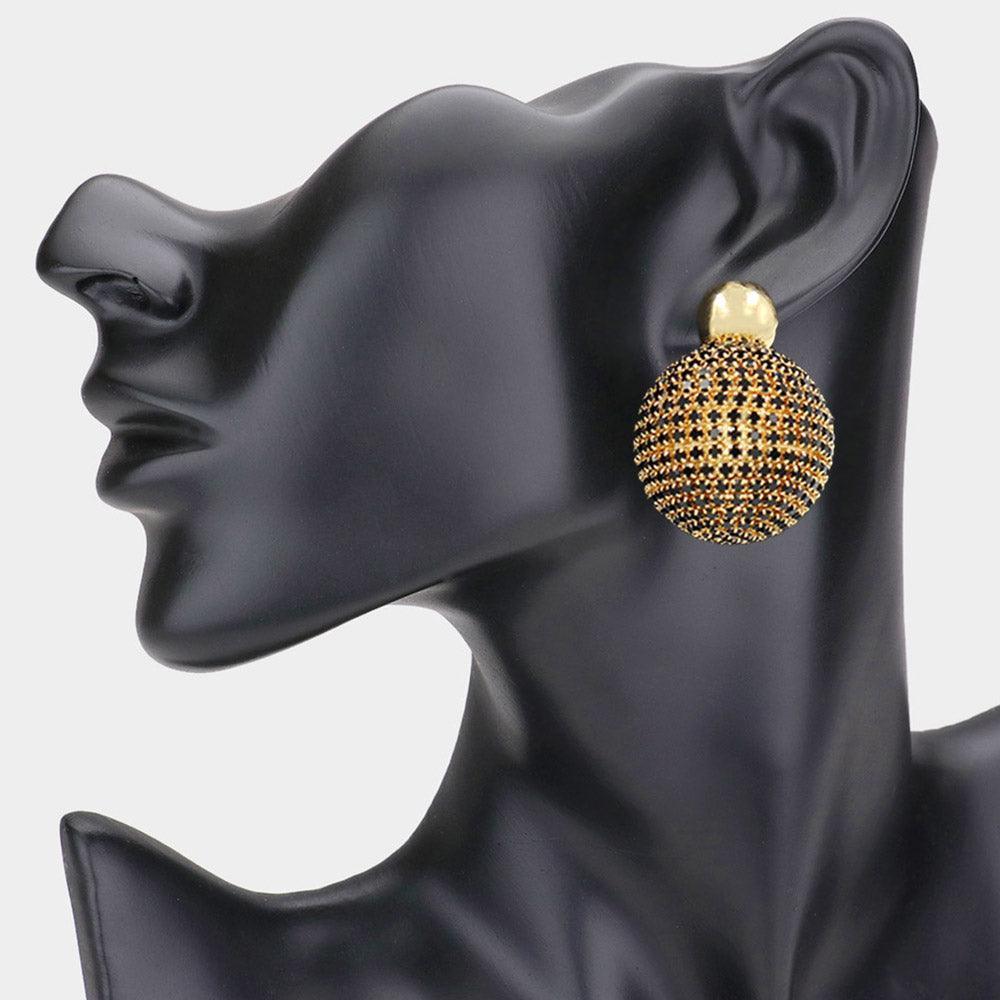 Black Bling Studded Ball Dangle Earrings - Jewelry Store by Erik Rayo