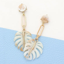 Load image into Gallery viewer, White Acetate Tropical Leaf Dangle Earrings
