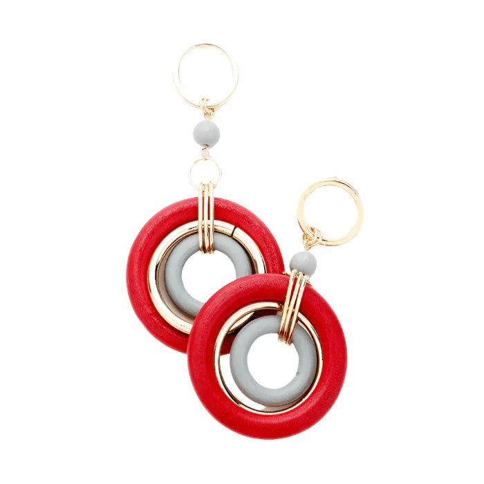 Gold Wood Bead Multi Link Dangle Earrings - Jewelry Store by Erik Rayo