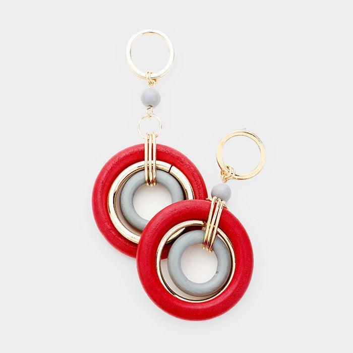 Gold Wood Bead Multi Link Dangle Earrings - Jewelry Store by Erik Rayo