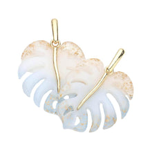 Load image into Gallery viewer, White Acetate Tropical Leaf Dangle Earrings
