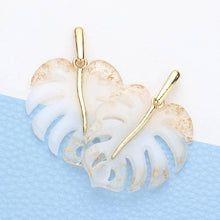 Load image into Gallery viewer, White Acetate Tropical Leaf Dangle Earrings
