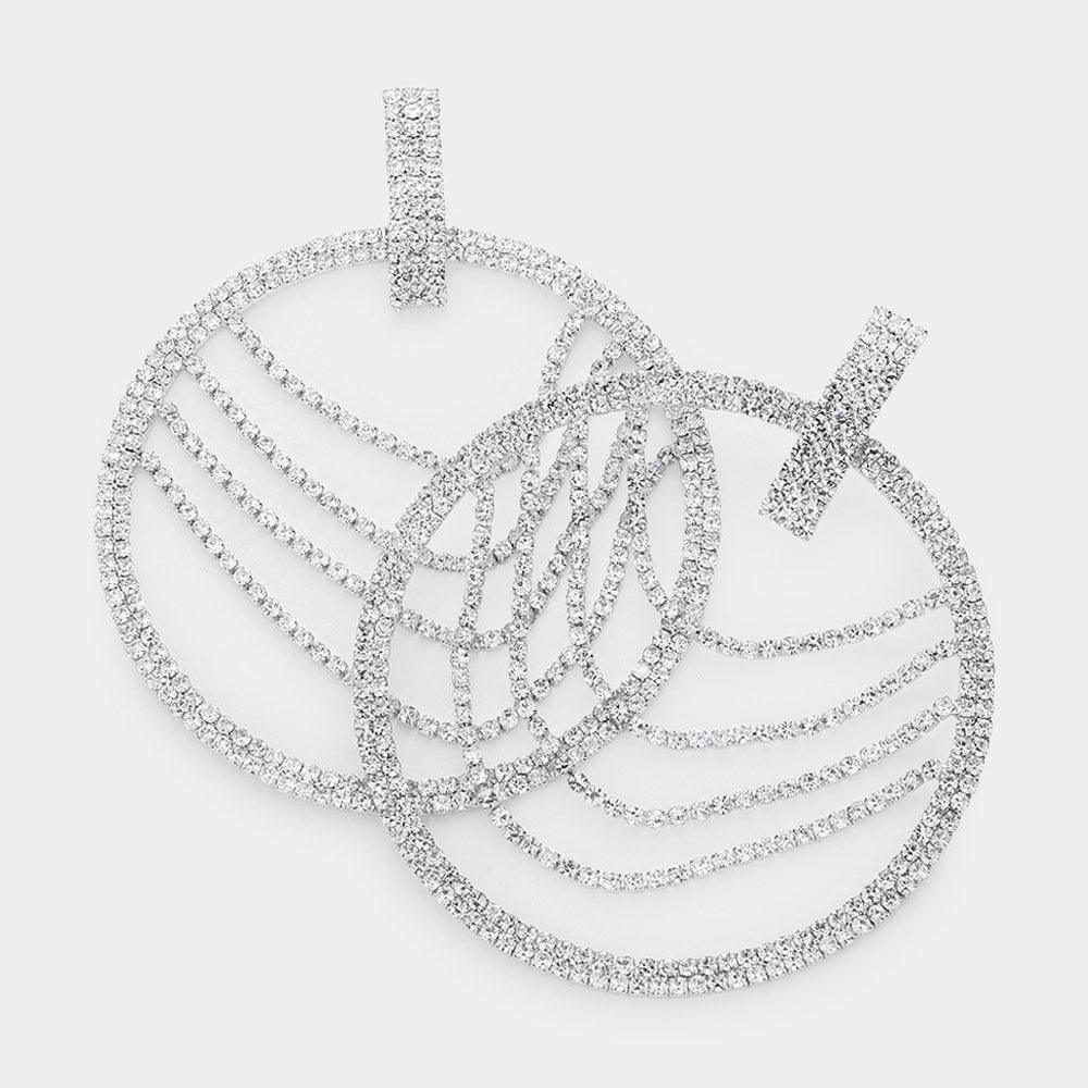 Draped Rhinestone Open Circle Dangle Earrings - Jewelry Store by Erik Rayo