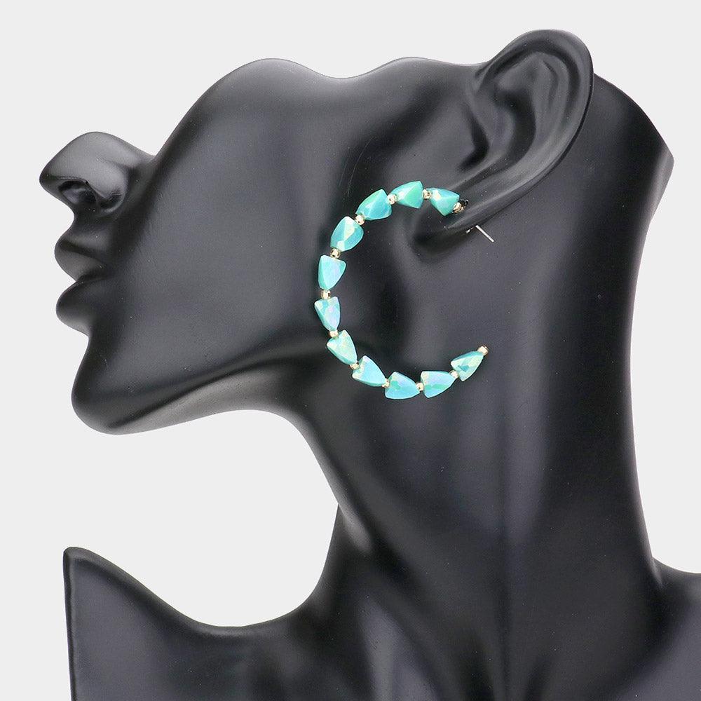 Turquoise Beaded Hoop Earrings - Jewelry Store by Erik Rayo