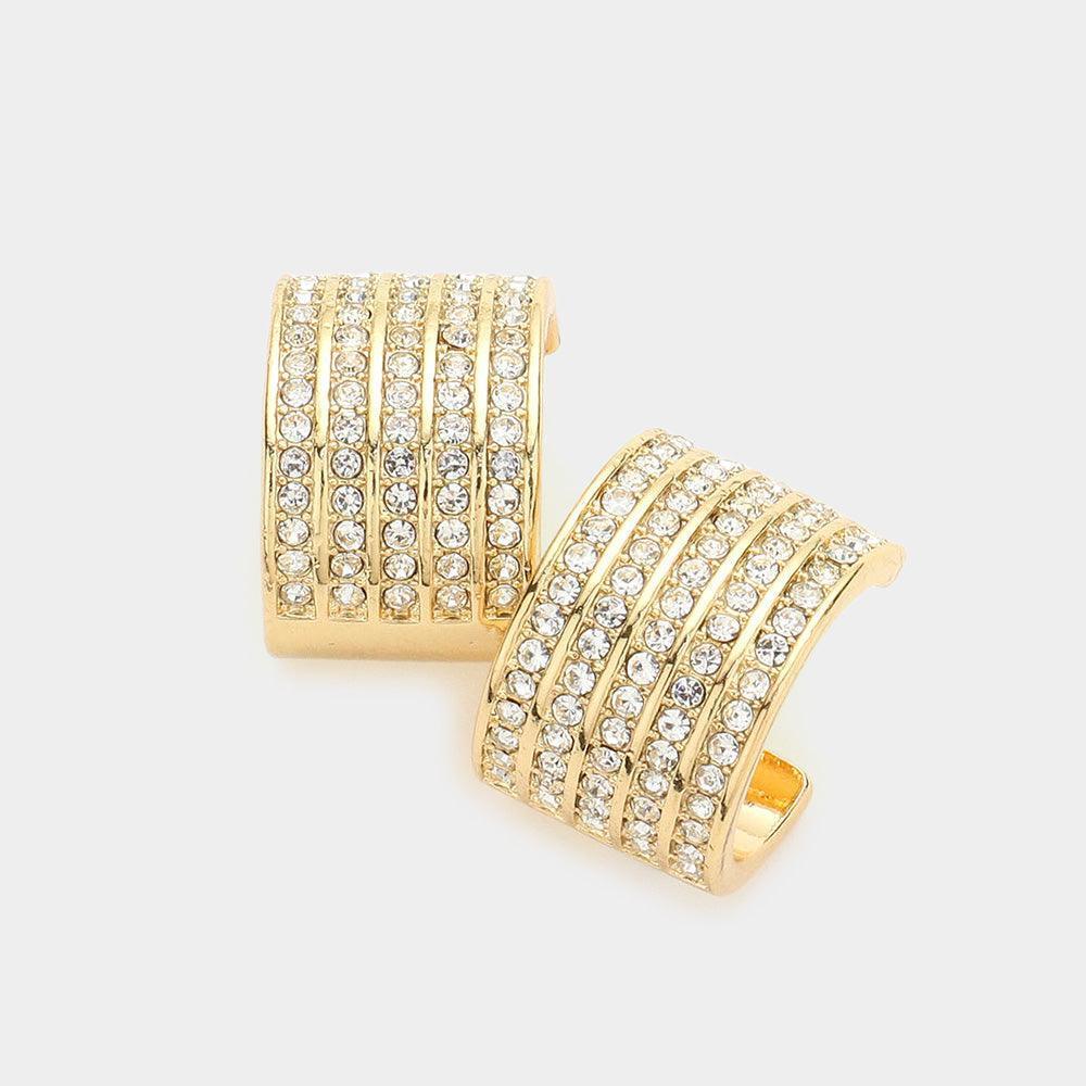 Gold Rhinestone Embellished Metal Hoop Earrings - Jewelry Store by Erik Rayo