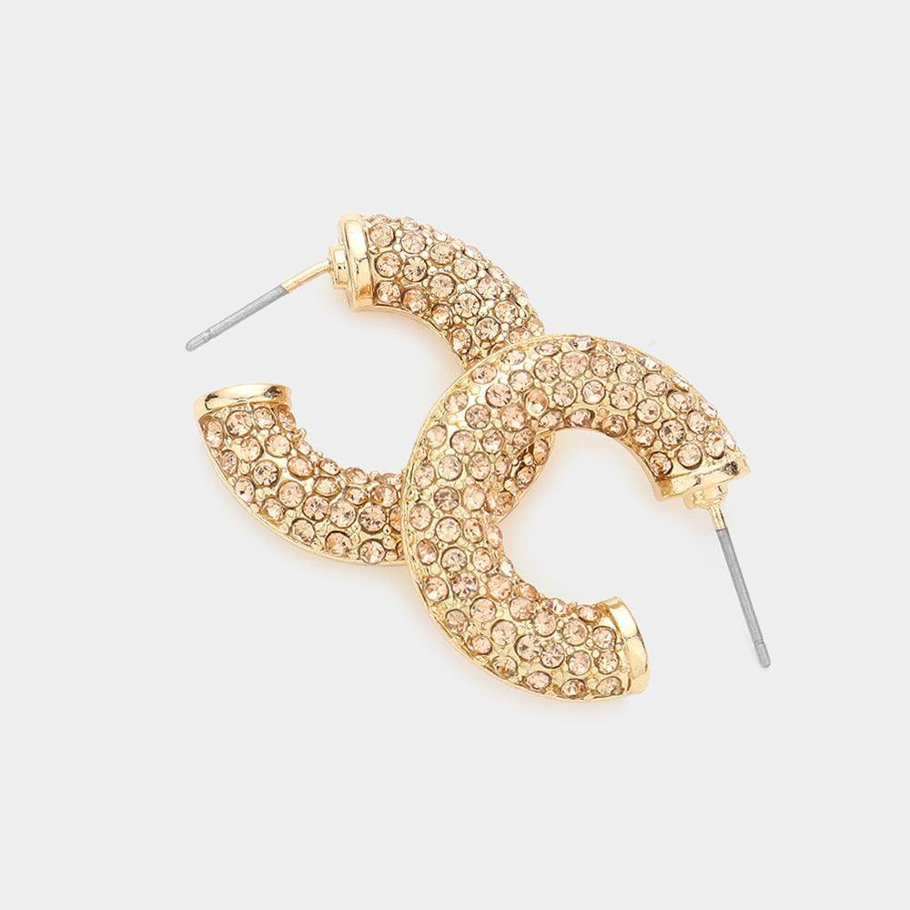 Peach Stone Embellished Hoop Earrings - Jewelry Store by Erik Rayo