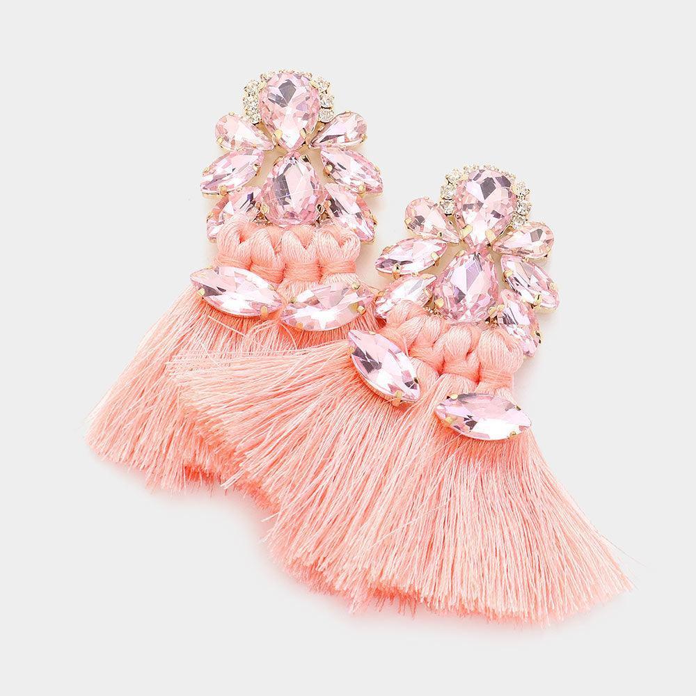 Teardrop Marquise Stone Cluster Pointed Fringe Earrings - Jewelry Store by Erik Rayo