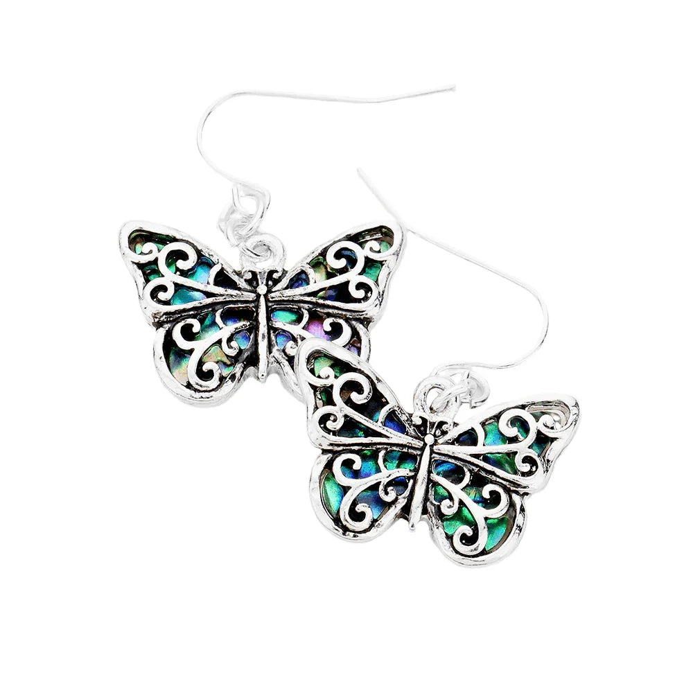 Silver Antique Silver Butterfly Dangle Earring - Jewelry Store by Erik Rayo