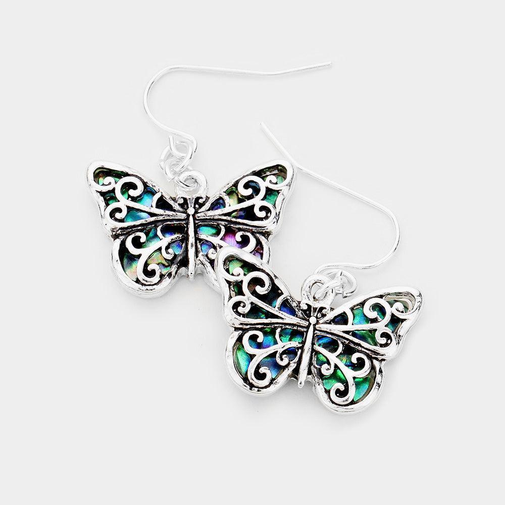 Silver Antique Silver Butterfly Dangle Earring - Jewelry Store by Erik Rayo