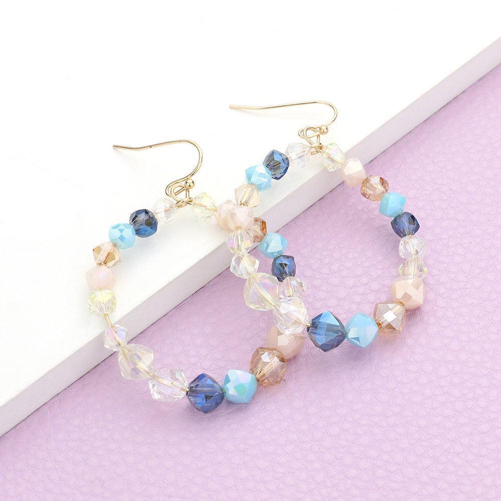 Faceted Beaded Open Circle Dangle Earrings - Jewelry Store by Erik Rayo