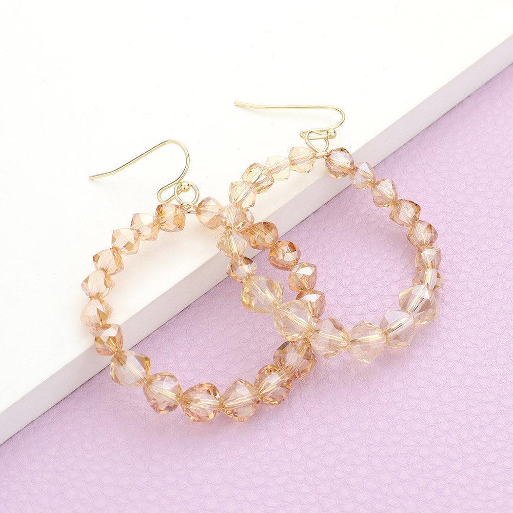 Faceted Beaded Open Circle Dangle Earrings - Jewelry Store by Erik Rayo