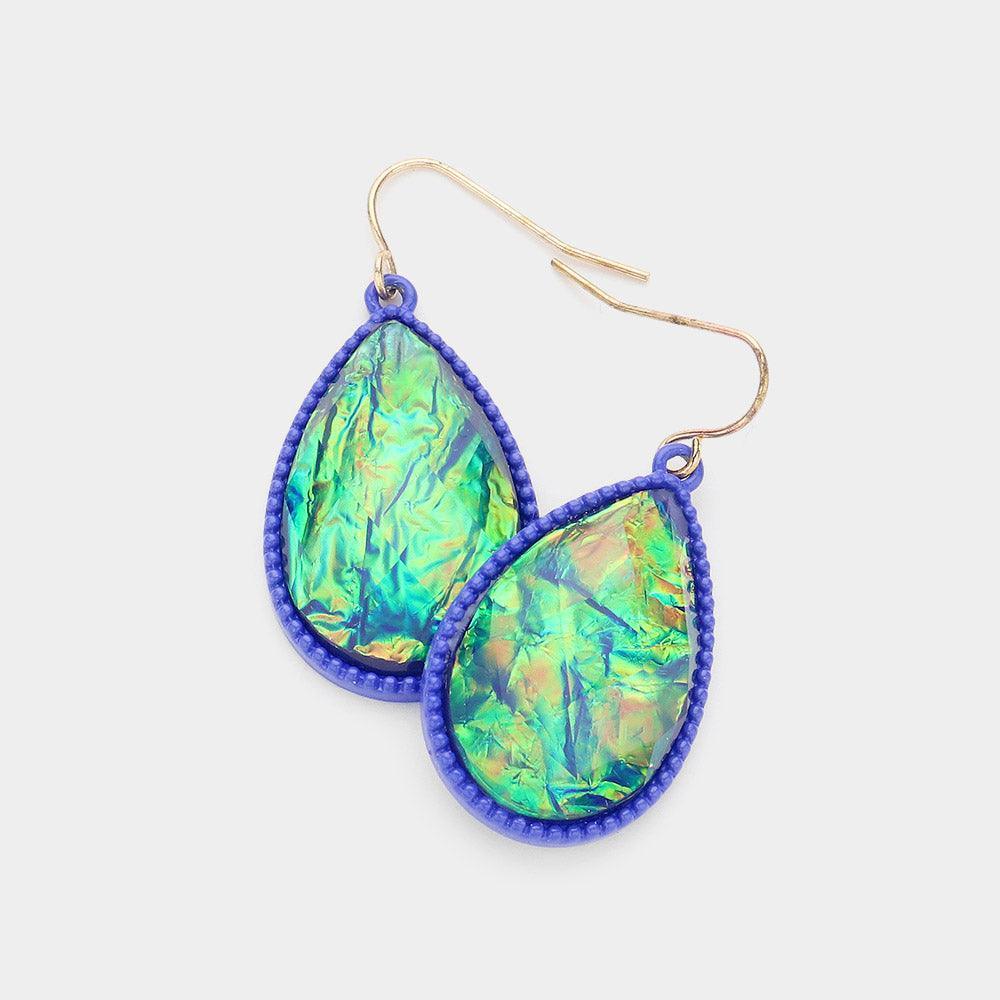 Blue Teardrop Dangle Earrings