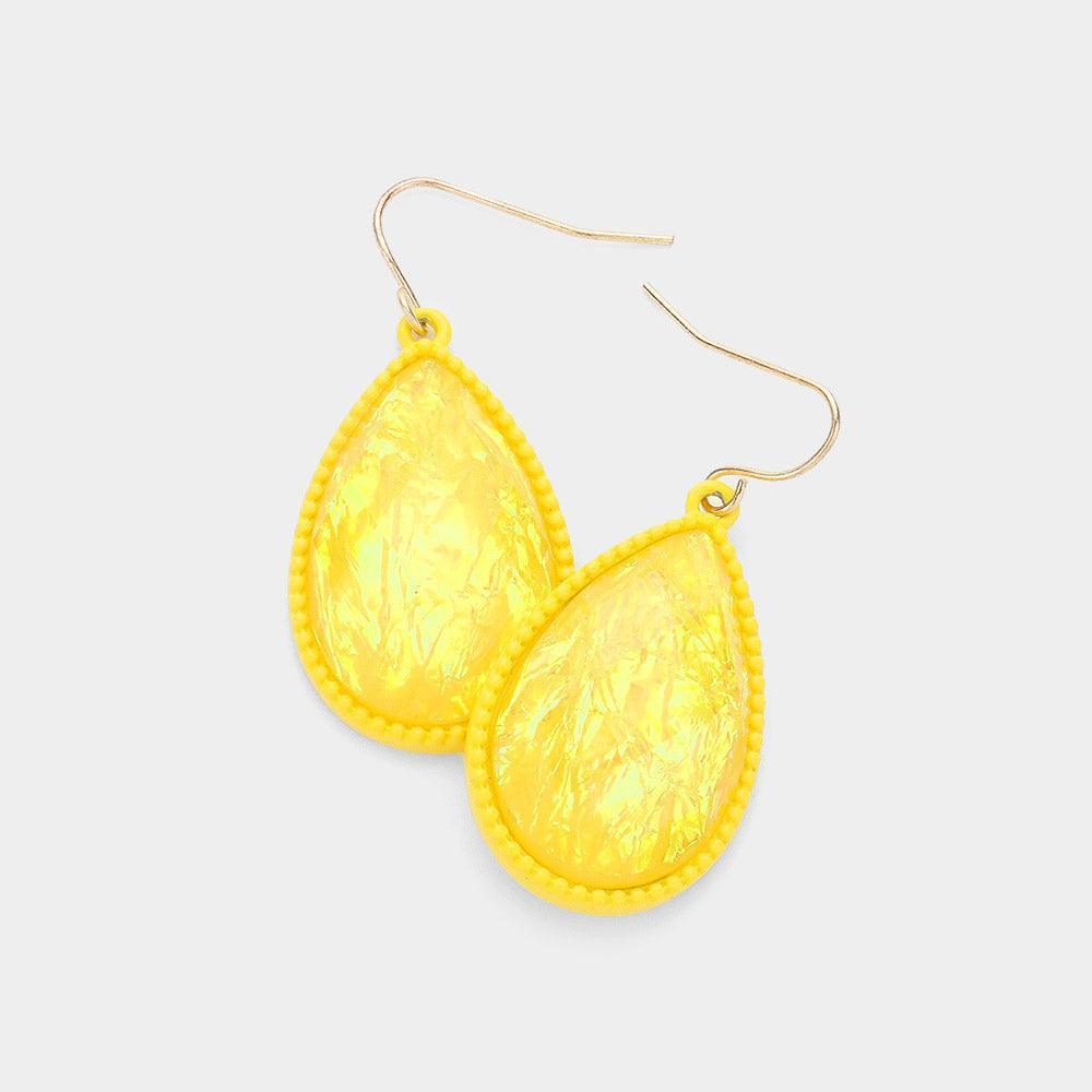 Yellow Teardrop Dangle Earrings - Jewelry Store by Erik Rayo