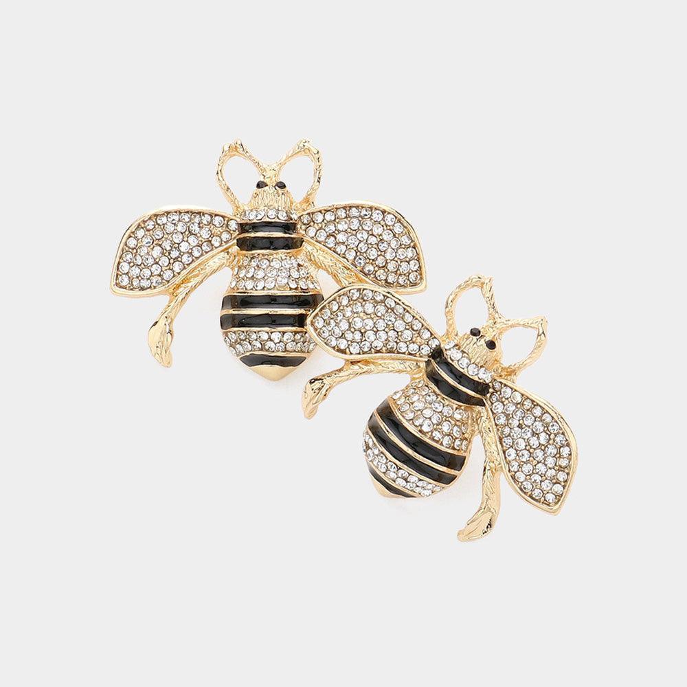 Clear Crystal Pave Queen Bee Earrings - Jewelry Store by Erik Rayo