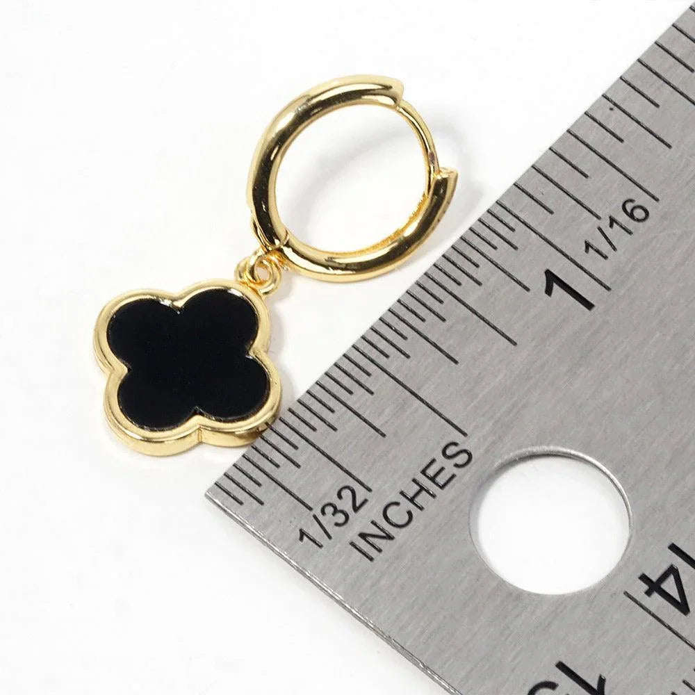 Gold Gold Dipped Quatrefoil Link Dangle Huggie Hoop Earrings - Jewelry Store by Erik Rayo