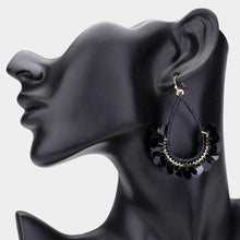 Load image into Gallery viewer, Black Sequin Cluster Open Teardrop Dangle Earrings
