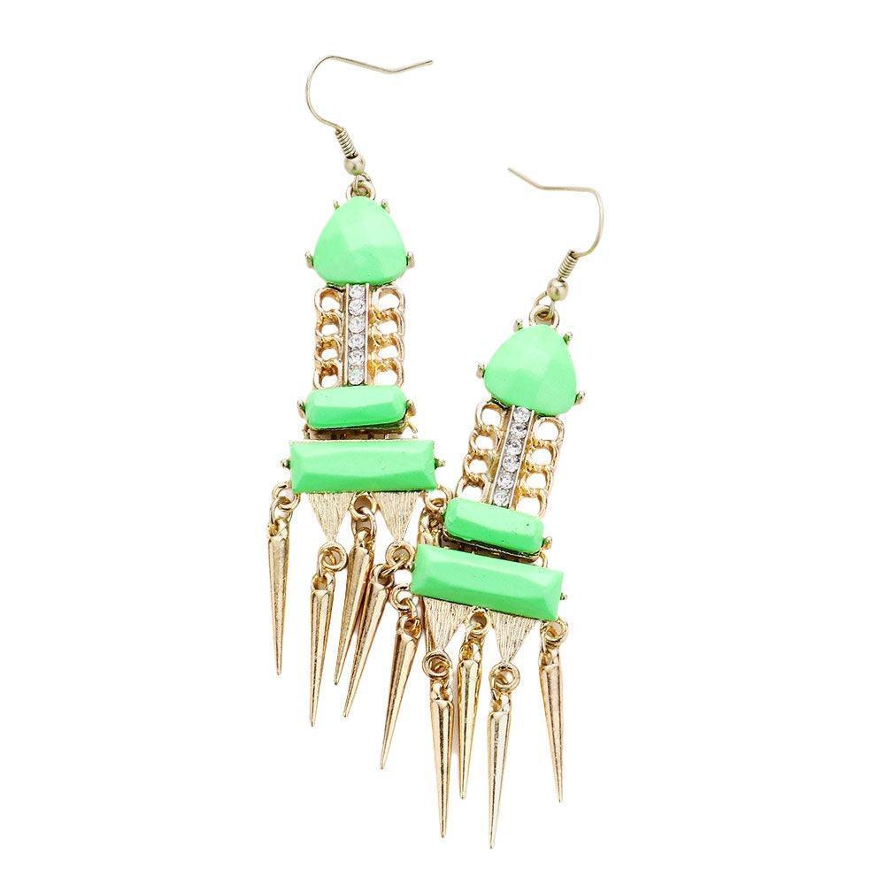 Green Neon Enamel Metal Drop Earrings - Jewelry Store by Erik Rayo