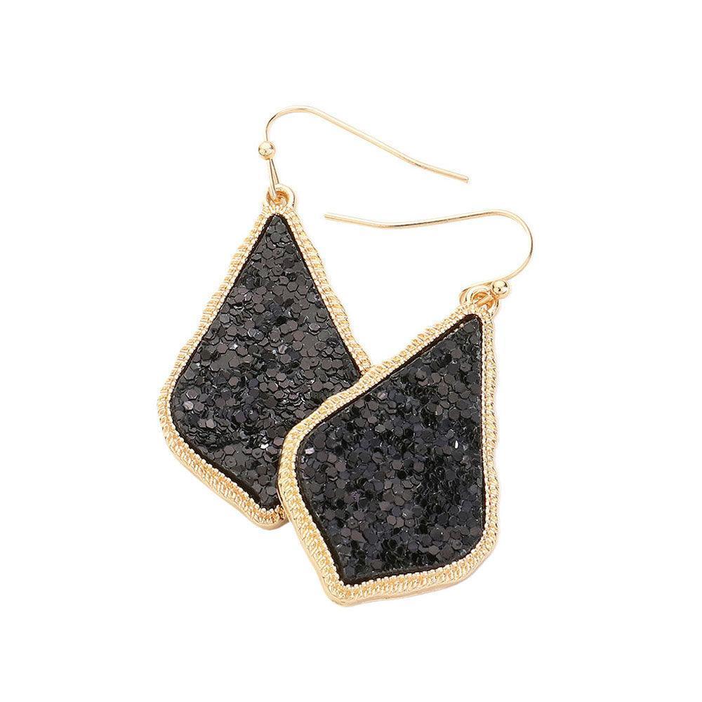 Black Sparkly Moroccan Drop Frame Dangle Earrings - Jewelry Store by Erik Rayo