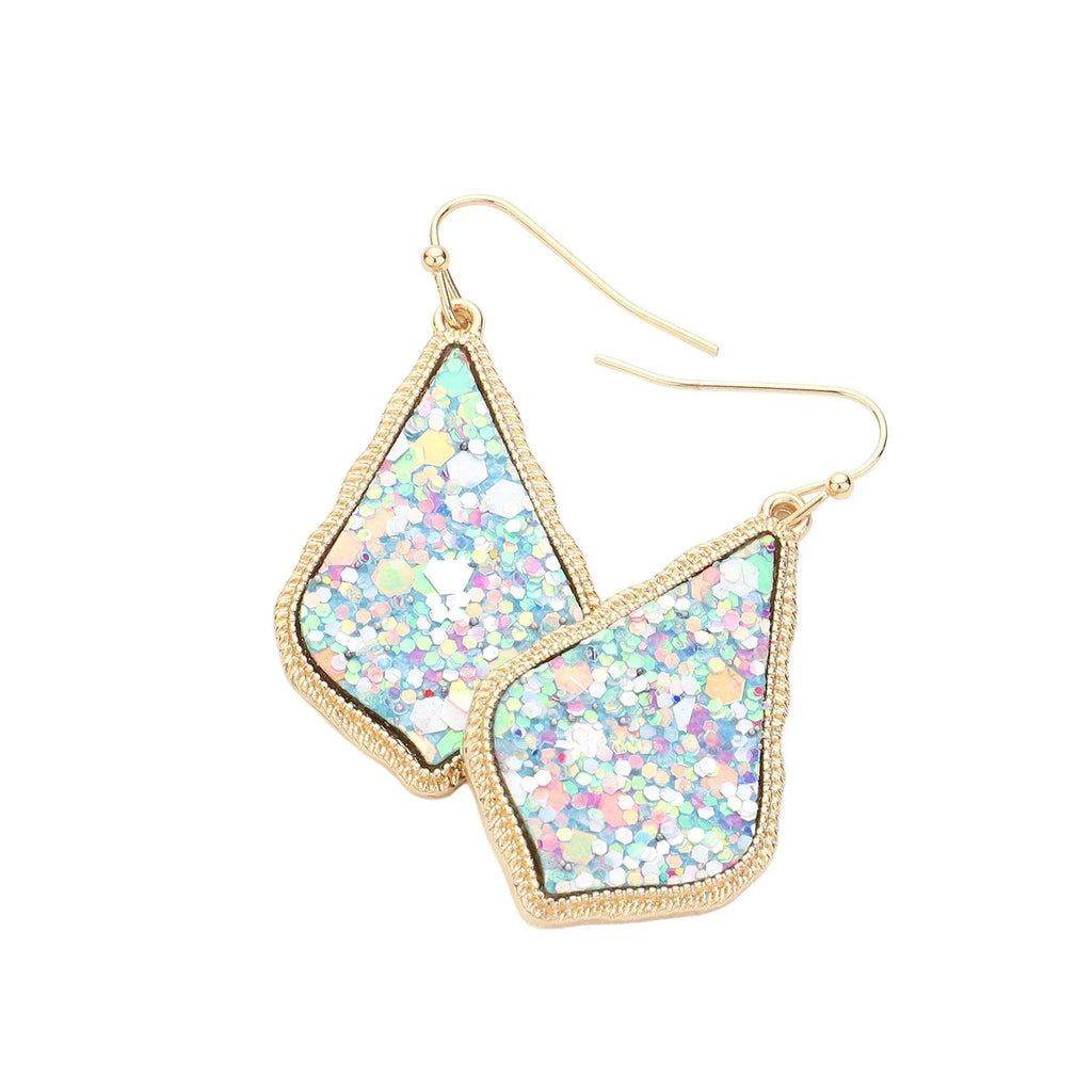 Blue Sparkly Moroccan Drop Frame Dangle Earrings - Jewelry Store by Erik Rayo