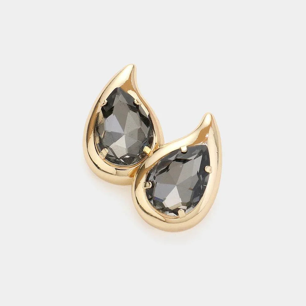 Black Teardrop Stone Cluster Stud Earrings - Jewelry Store by Erik Rayo